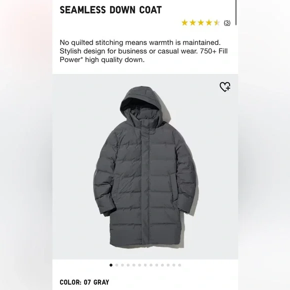 Uniqlo Jackets Coats Uniqlo Large Gray Seamless Down